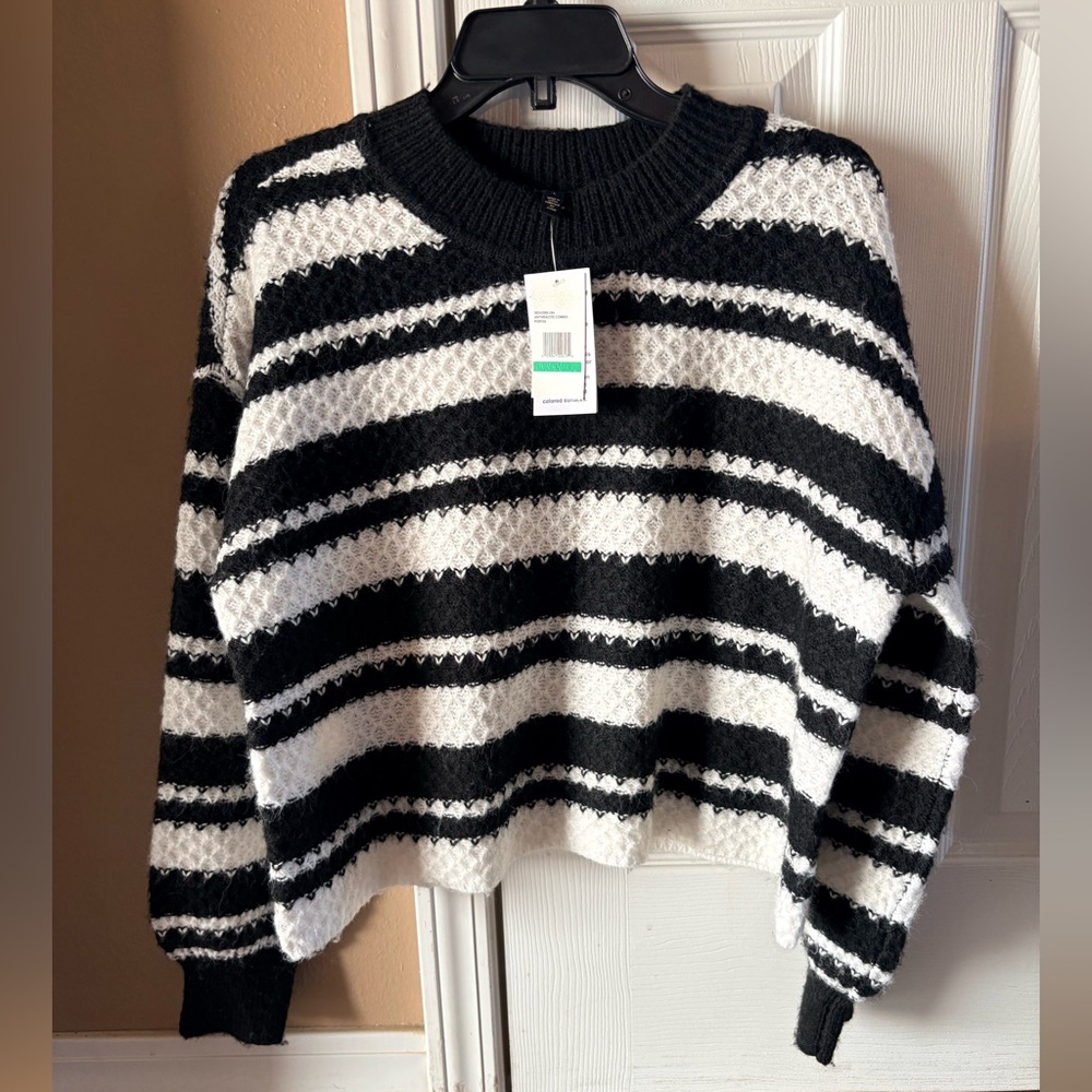 Jessica Simpson Black and White Striped Sweater